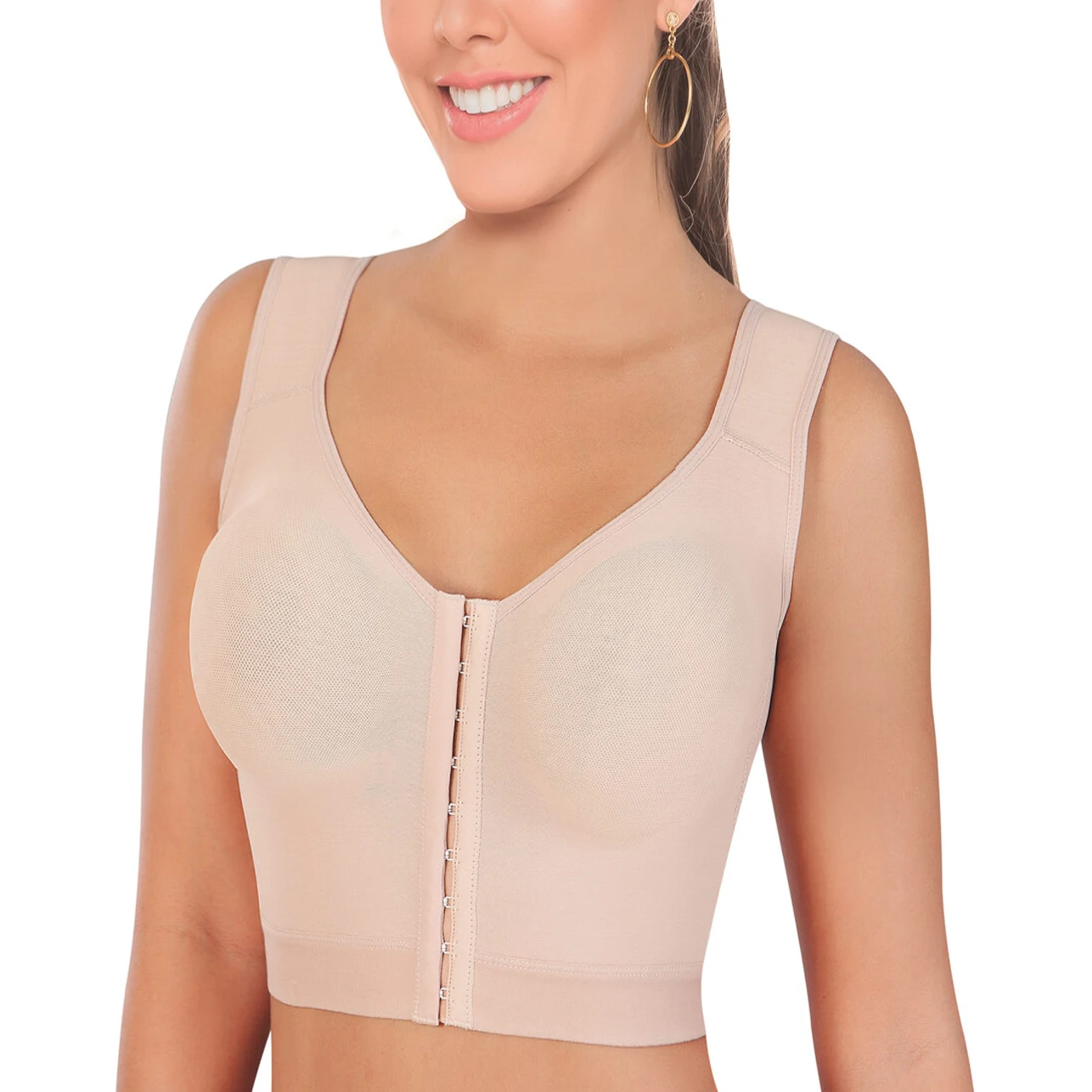 

Women Post-Surgery Shaper Front Closure Bra Compression Posture Corrector Crop Top with Brooches Bust For Daily Lingerie