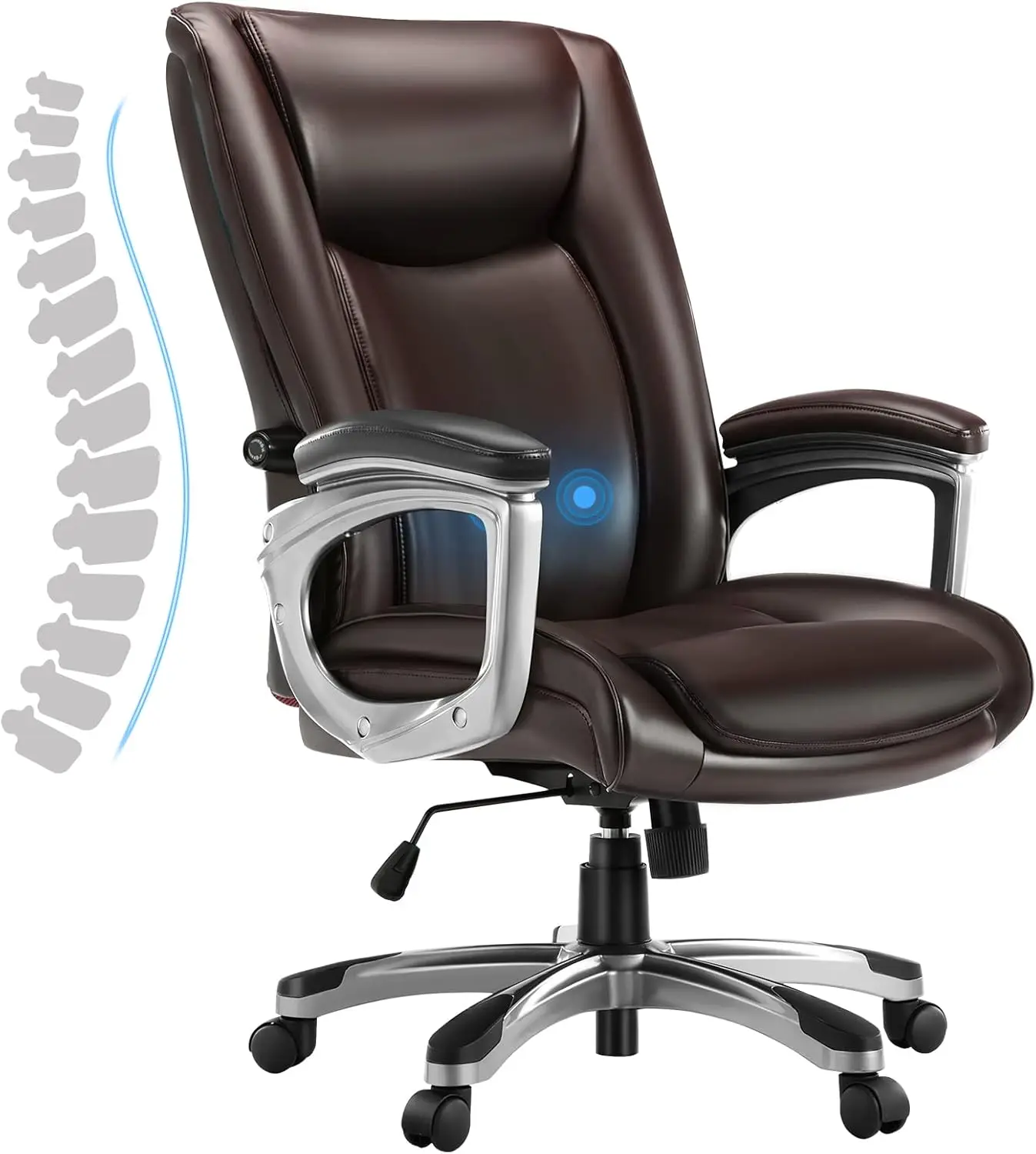 

Home Office Ergonomic Managerial Executive Pu Leather Desk, High Ba Computer, Tall And Big Height Adjustable Comfy Rolling