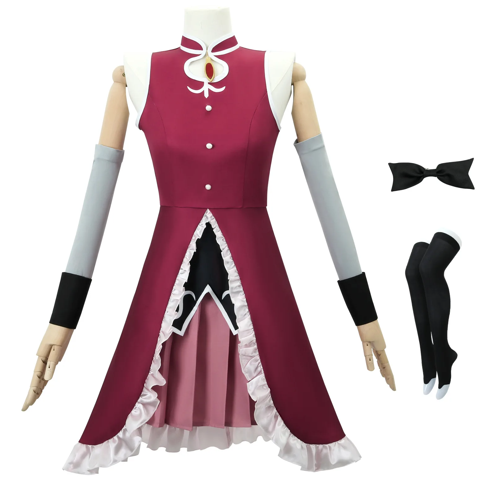 

Puella Magi Madoka Magica Sakura Kyoko Cosplay Costume Outfit Uniform Full Set Women Red Dress Costume