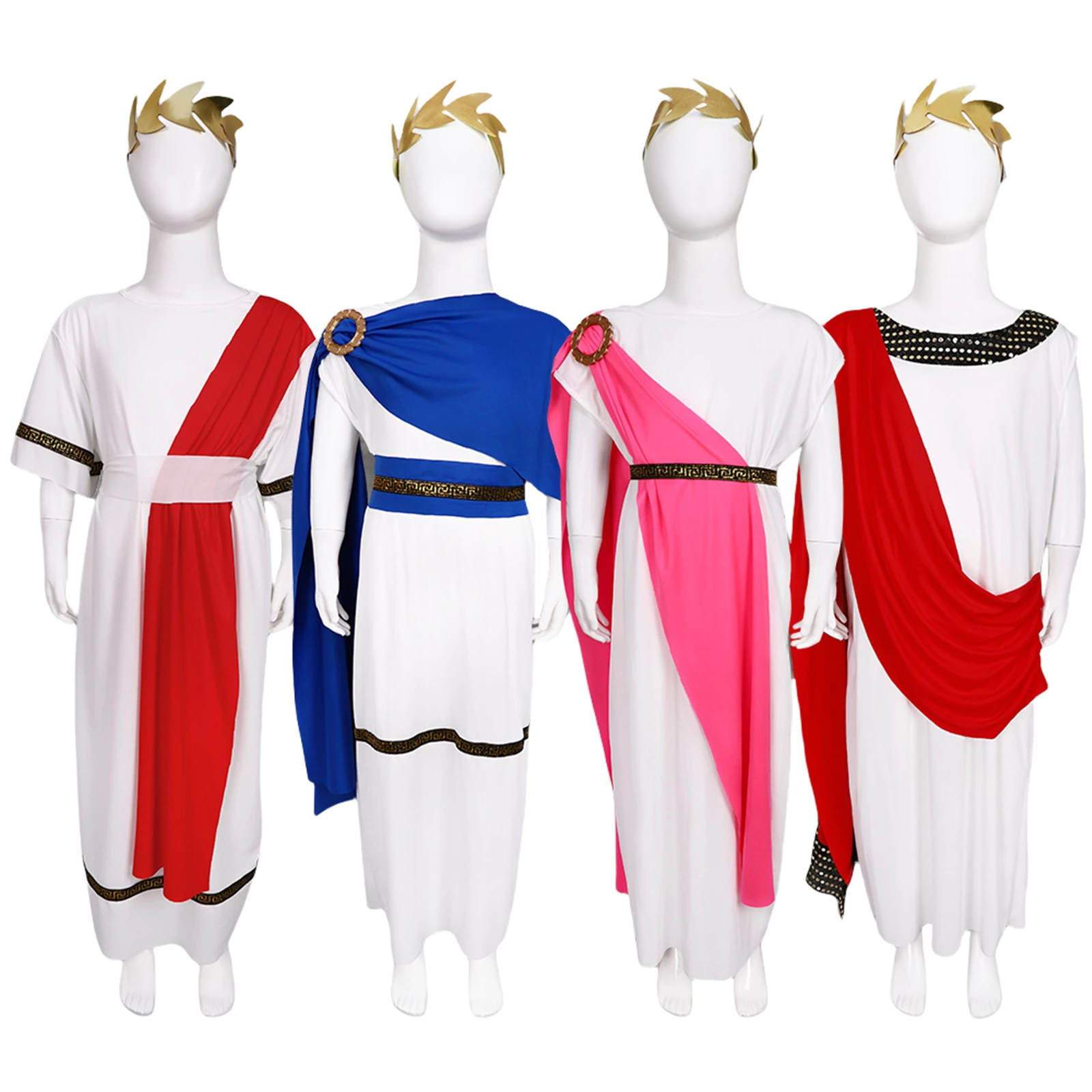 

Ancient Greek God Roman Costume Children Robes With Shawls Kids Girls Boys King Costumes Halloween Stage Performance Costumes
