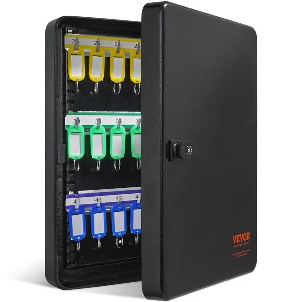 VEVOR 48-Key Cabinet, Key Safe with Combination & Key Lock, Digital Security Storage Box Steel Key Organizer with Adjustable