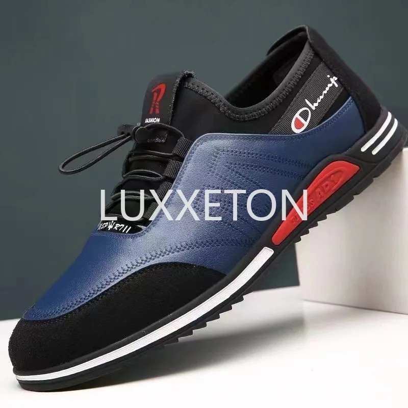 Men Casual Leather Shoes Autumn New Fashion Korean Style Soft Sole Thin Lightweight Casual Leather Breathable Sports Shoes