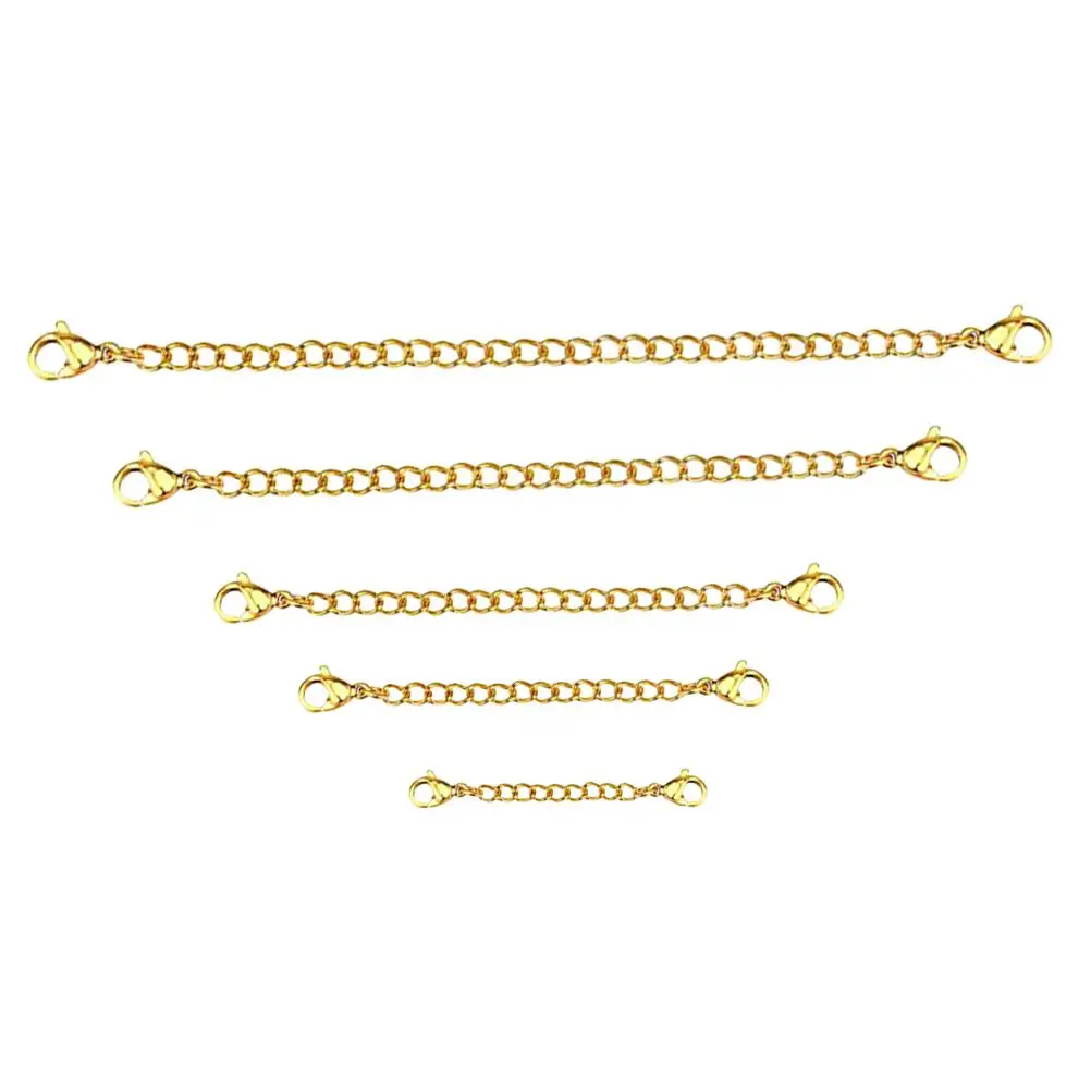 

5PCS Extender Chains Lobster Clasp Set 15cm 12cm 10cm 8cm 5cm Golden Silver DIY Jewelry Necklace Bracelet Adjusters