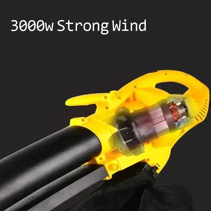 220V 3000W Electric Leaf Blower, Blowing & Suction Dual-purpose Garden Blower with 30L Storage Bag High Power Suction Fan