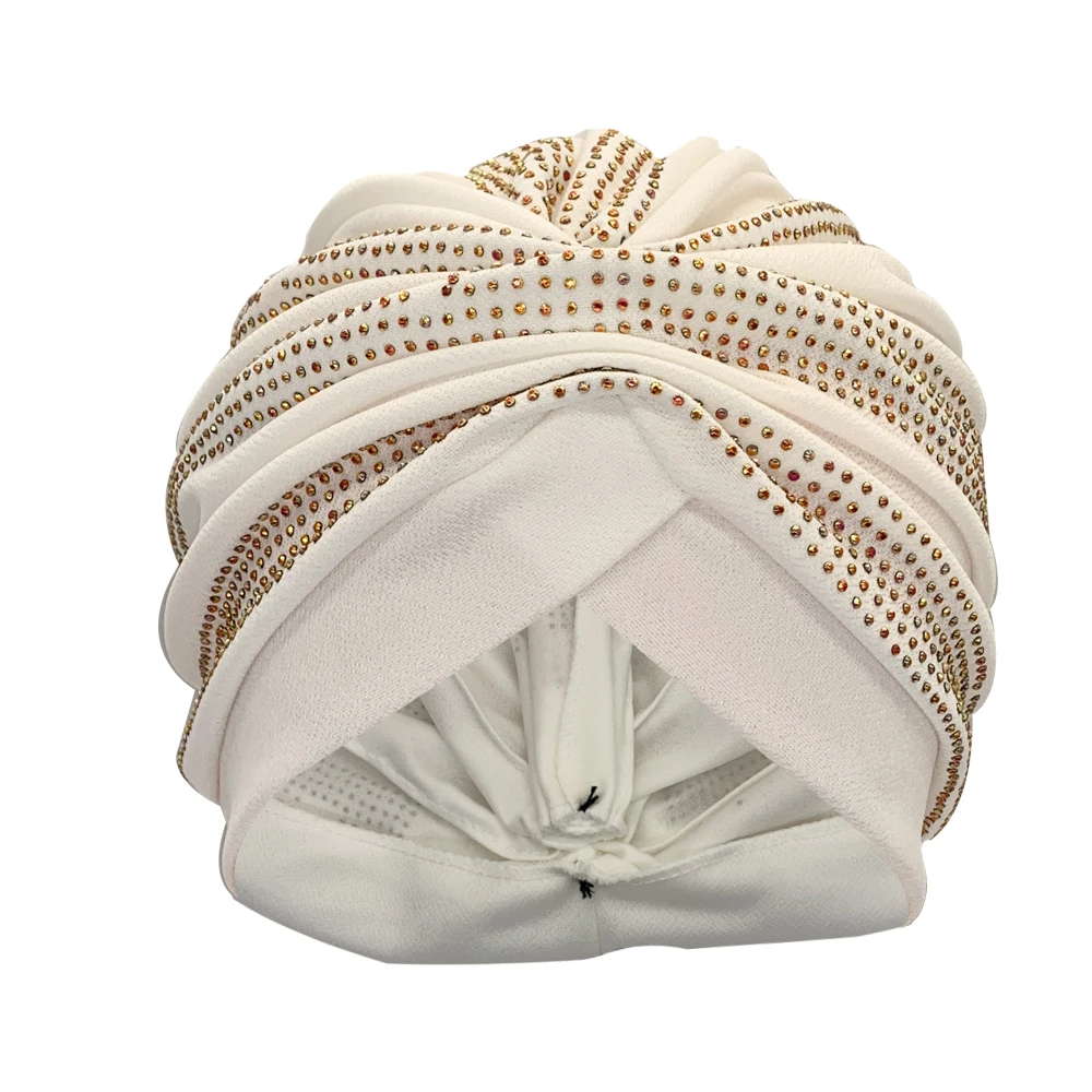 Shinny Diamonds Turban Cap for Women Female Wrap Head Bonnet Muslim Headscarf Hat Turbante Mujer