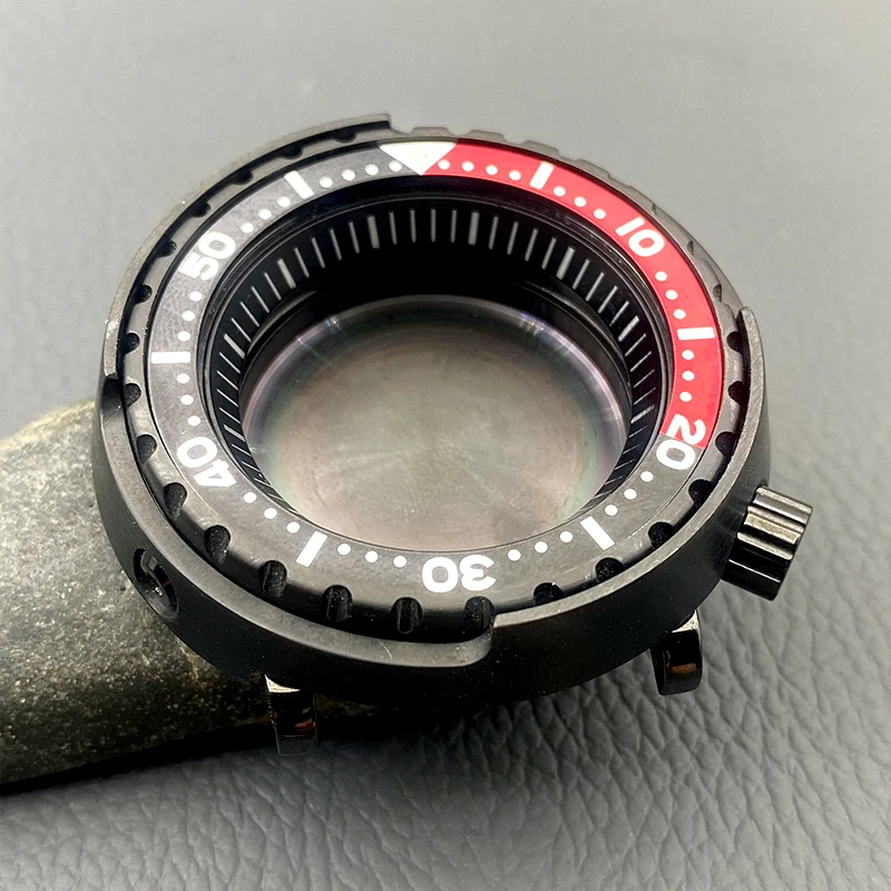 47mm Black Tuna Canned Watch Case NH35 Case Fits NH35 NH36 4R 7S Movement 20ATM Waterproof Divers Cases Customizable