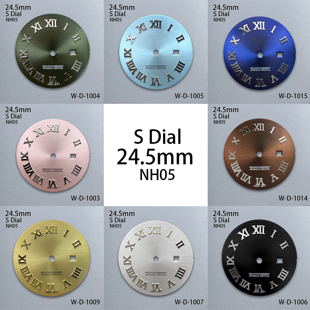 24.5mm S Logo Rome Dial Fit NH05 Japanese Movement High-Quality Sunburst  Female Style Dial Watch Modified Accessories