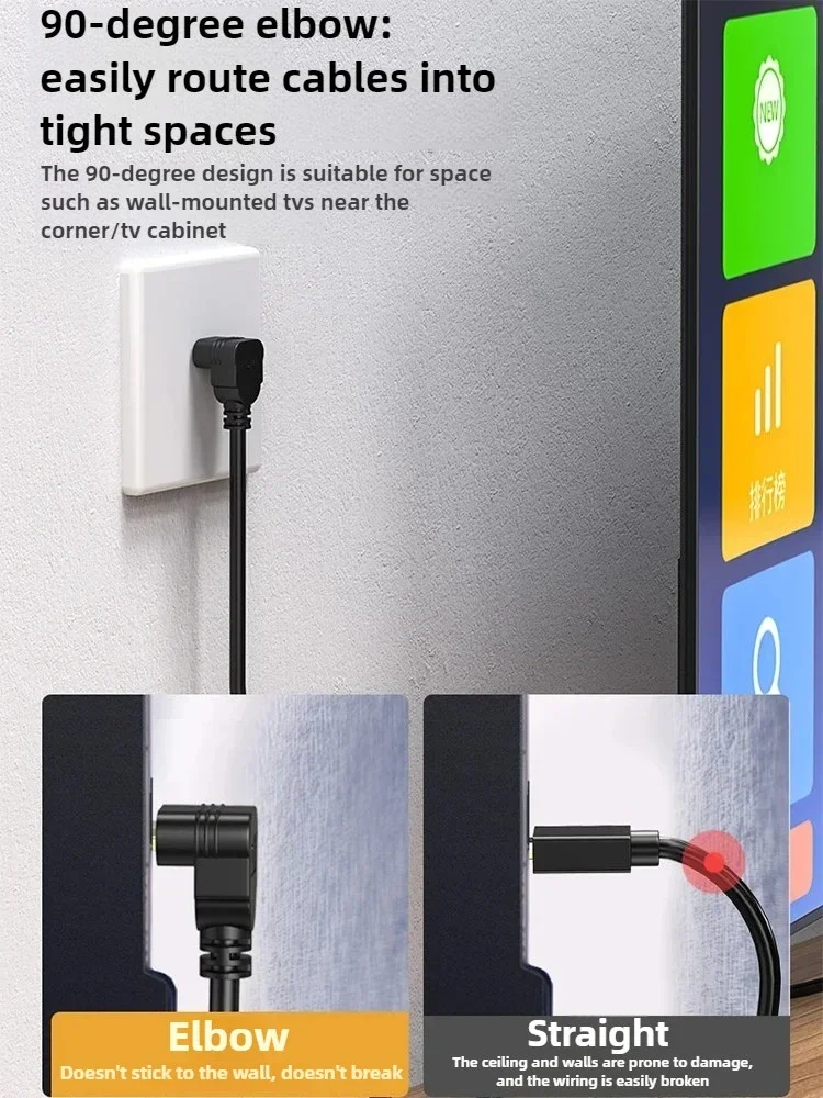 4K High-definition Cable, HDMI Cable, 90 Degree Bend HDMI 2.0 Data Cable, Computer TV Set-top Box Video Cable Connector