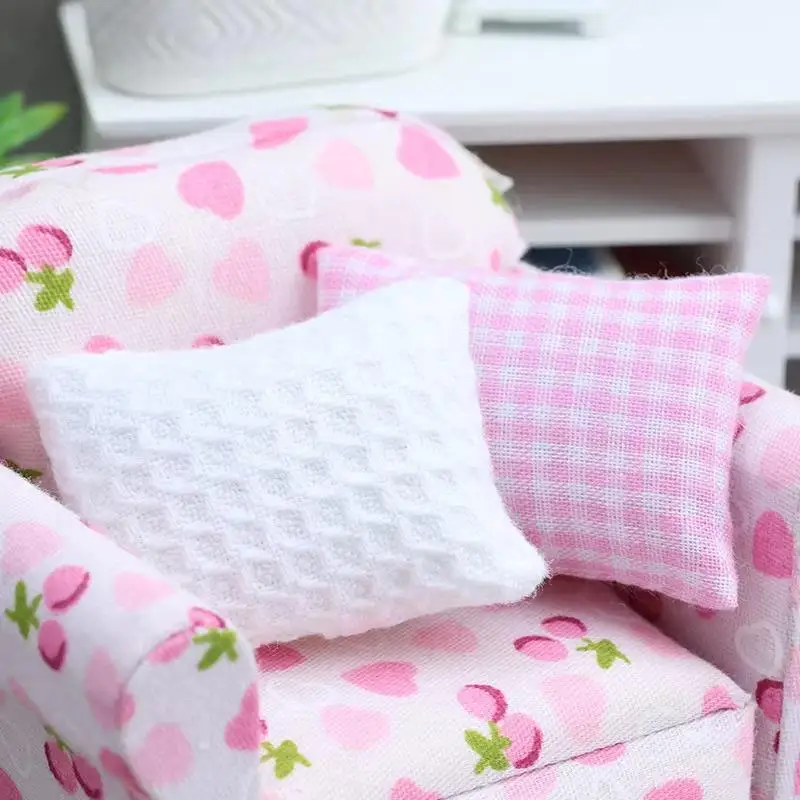 1:12 Dollhouse Throw Pillow Set, Mini Cushions For Sofa Chair, OB11 Doll Room Decor Accessories, Micro Scene Props