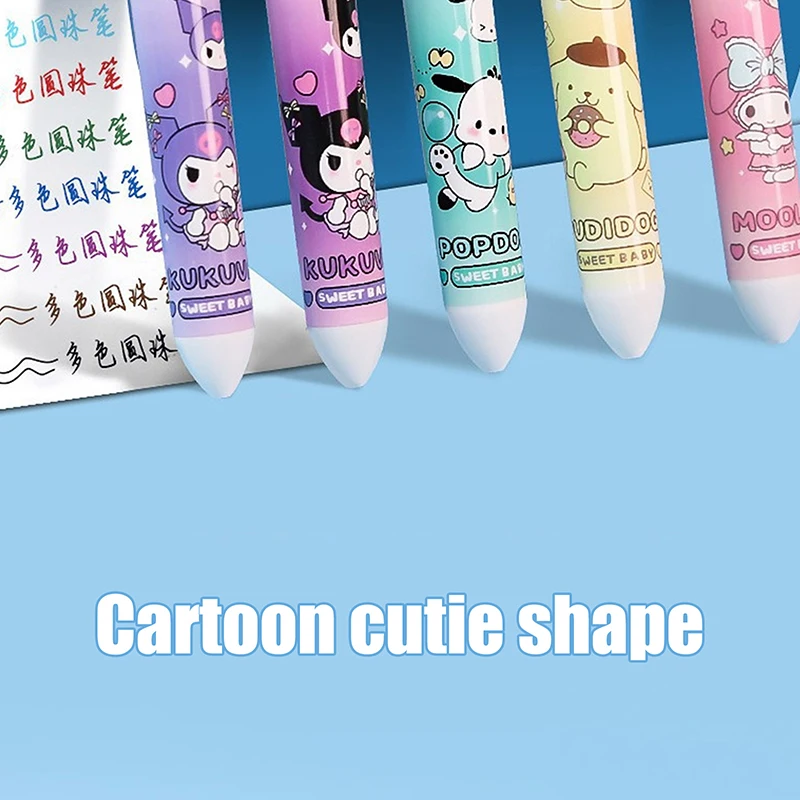 Sanrio Press Ten Color Ballpoint Pen Cartoon Kawaii Kuromi Multi-color Students Gel Pen Melody Sanrio Stationery Write Cute Pens