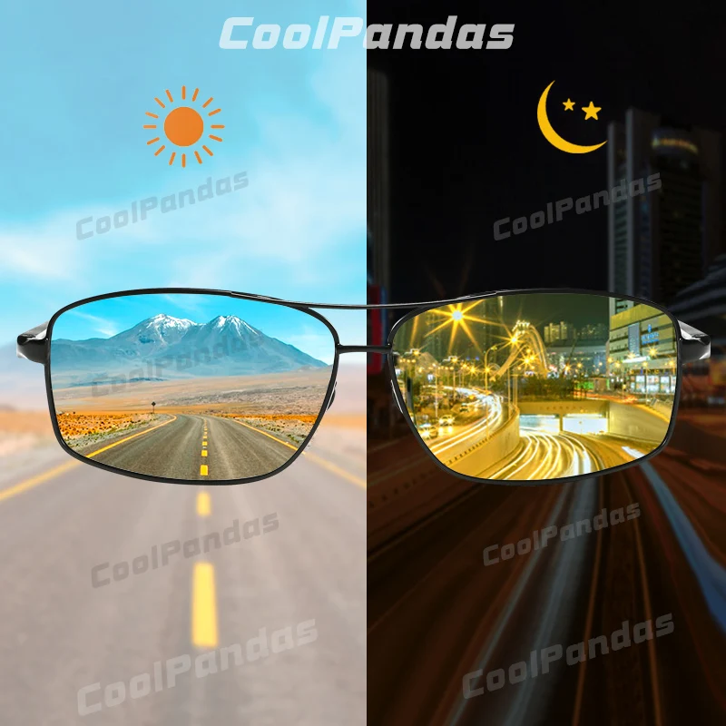 

CoolPandas Aluminum Photochromic Sunglasses Men Women Polarized Sun Glasses Chameleon Anti-glare Day Night Driving Oculos de sol