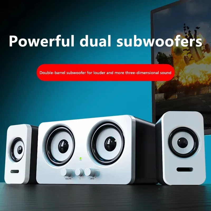 USB Wired Bluetooth Computer Speaker Home 2.1 Channel Desktop Subwoofer Active Audio 3D Surround Sound Bass Game Speakers