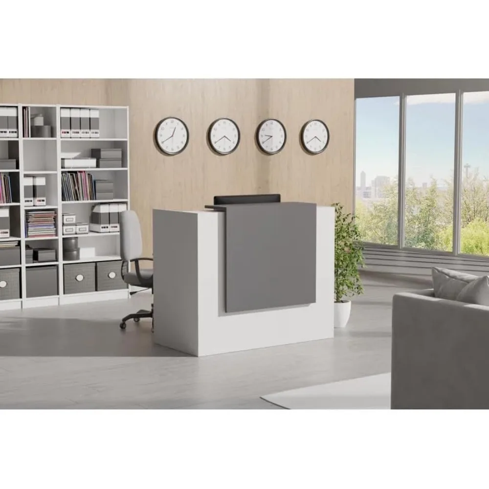 

53" Modern Reception Desk, Multifunctional Modern Transaction Counter Top, Laminate Desktop, Standing Front Table for Office