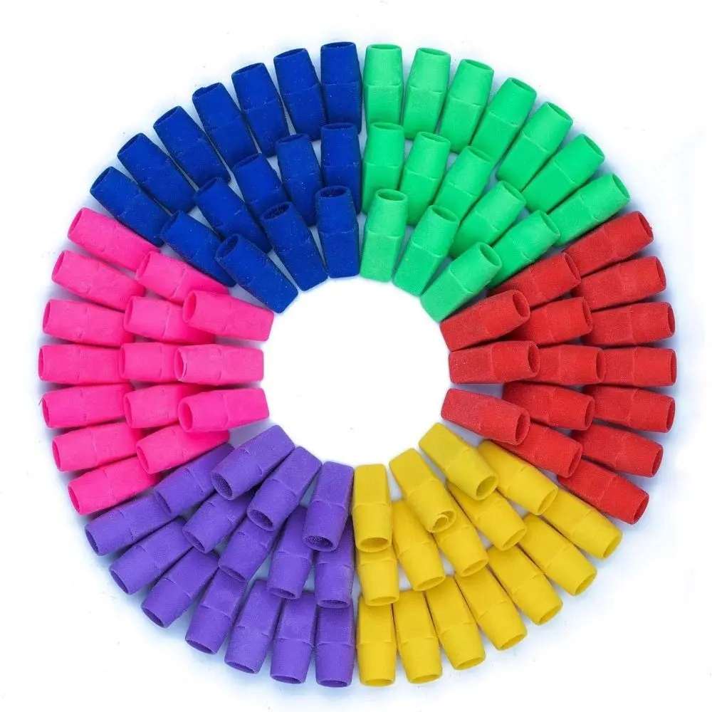 20/50PCS Simple Chisel Shape Pencil Nib Protective Cap Correction Stationery 2-in-1 Erasers Pencil Extender Students Gift