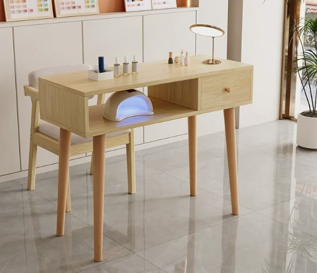 ##Hot Sale Minimalist Cheap Nail Table Solid Wood Frame Manicure Table Desk Nail Supplies