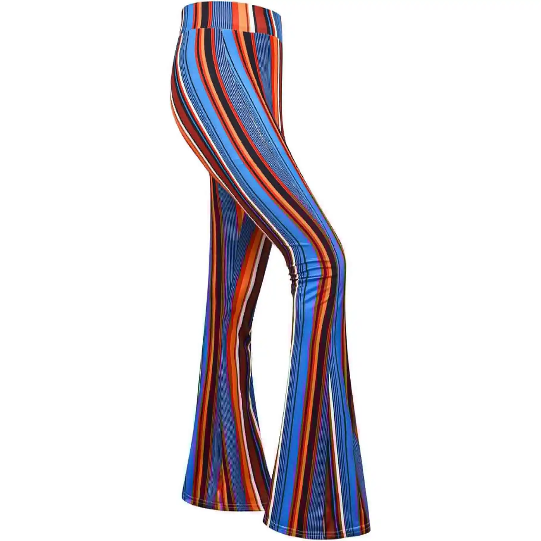 Summer Women's Cross-Border Bell Bottom Pants Striped Digital Printing Casual Base Layer Trousers Independent Day Celebration