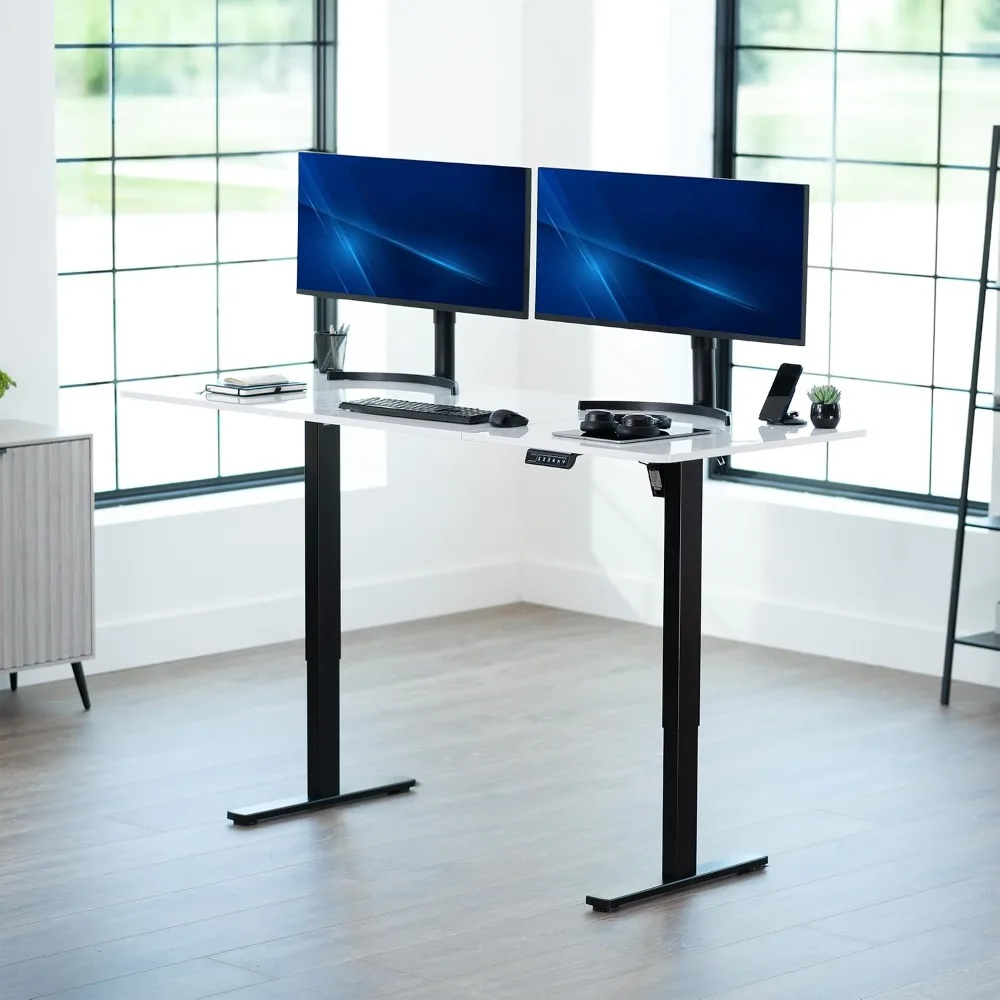 office deskWhite Dry Erase Standing Desk 71x30 in with 1 Whiteboard Marker Tray