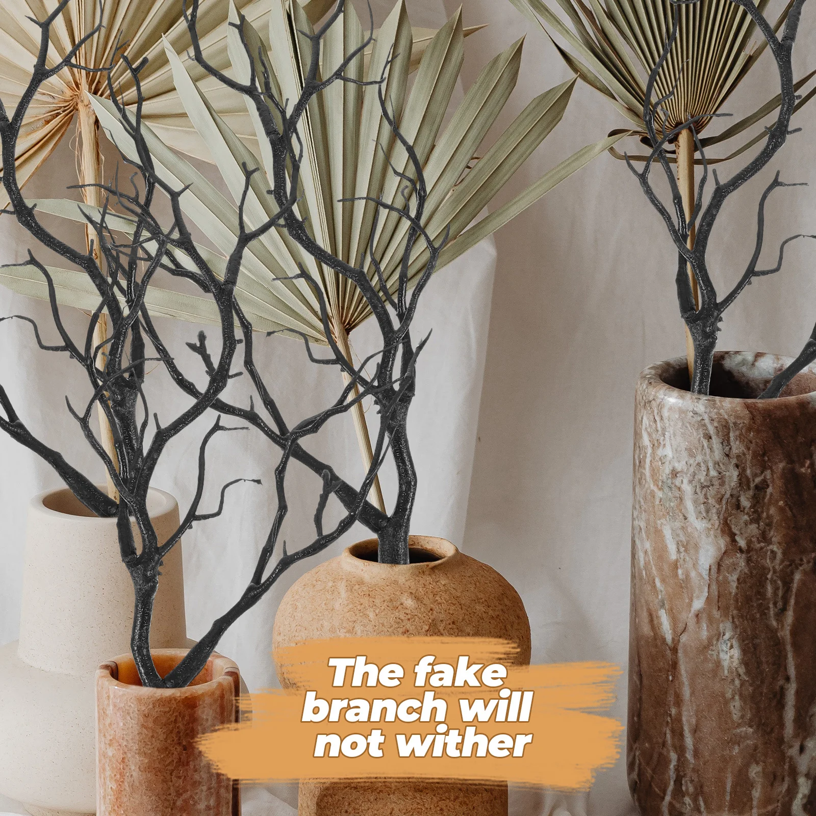 

4Pcs Artificial Antler Branch DIY Craft Twigs Polyethylene Fake Dry Branches Home Office Table Decoration