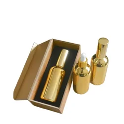4pcs 30ml High Temperature Gold Plated Atomiser Spray Bottle with Wooden Box,empty Refillable Glass Bottle, Perfume Subpackage