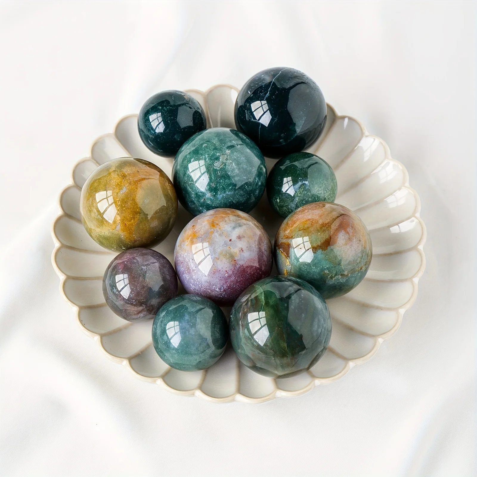 Natural Oceano Jasper Esfera para Casa e Decoração de Escritório, Reiki Cristal Ornamentos, Cristal de Alta Qualidade, Yoga Meditação