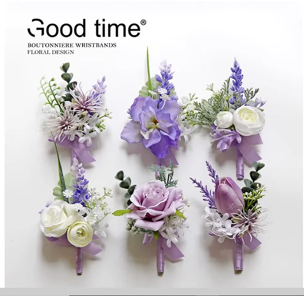 Light purple corsage flower wrist flower sister flower simulation Korean and Western wedding performance wedding photography dec