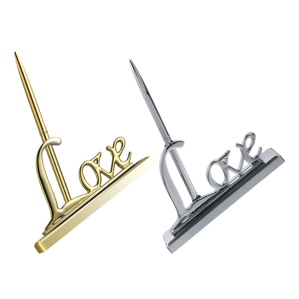 

2 Pcs Signature Pen Pens for Bridal Shower Favors Photo Guest Book Signing Metal Wedding Guests Bride Autograph