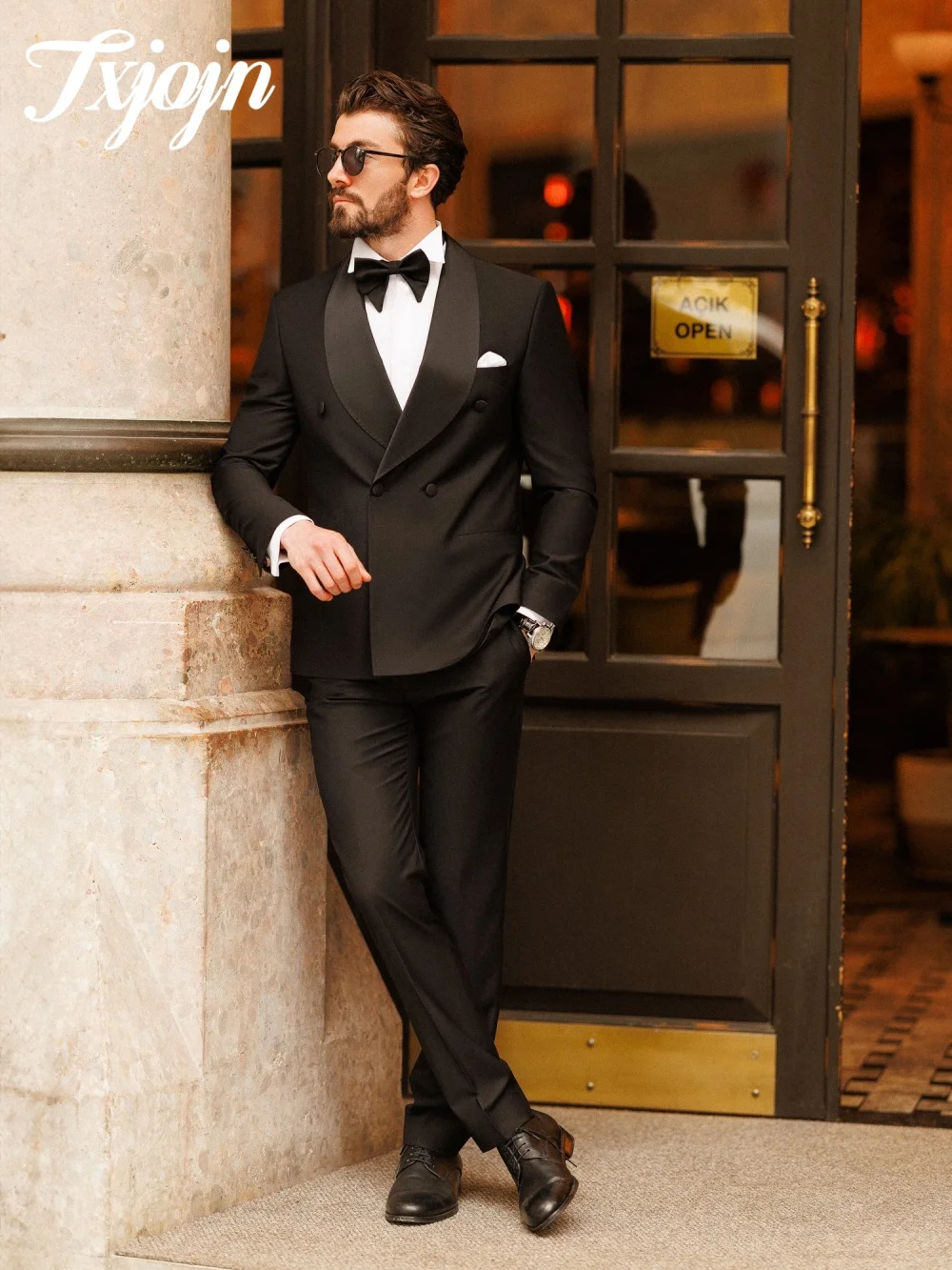 High Quality Men Suit Set 3 PCS Classic Shawl Lapel Men Formal Double Breasted Office Suit Men For Groom Wedding Suit Customized