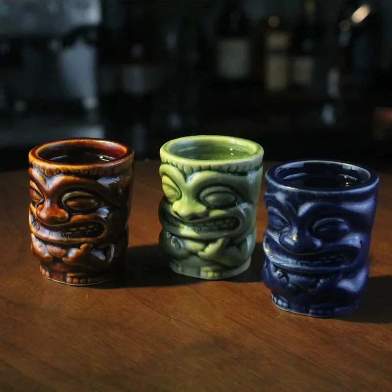 60ml Tiki Mug Hawaiian Cocktail Cup Creative Wine Bar Tools Beverage Cups Gifts for Friends Luxury Decoration Ceramic Funny Cup