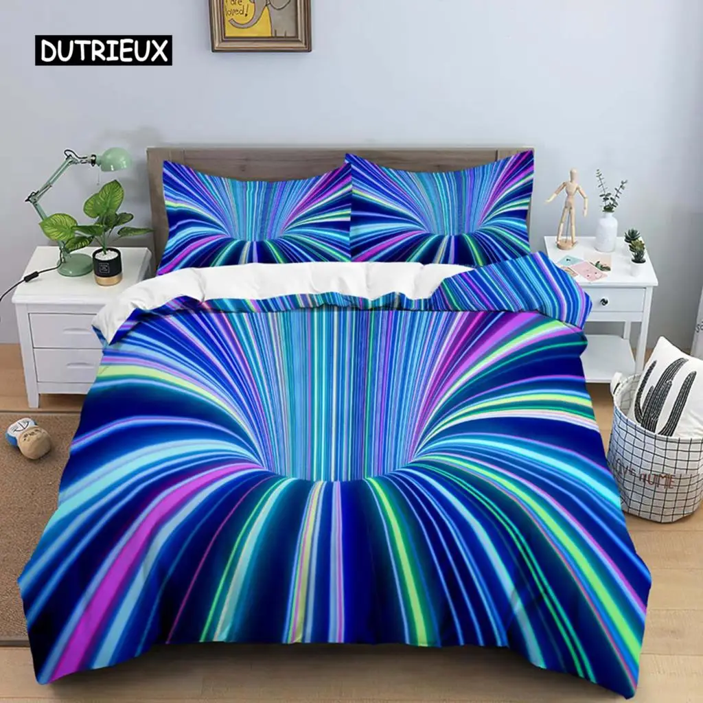 

3D Duvet Cover Psychedelic Abstract Double Queen Bedding Set 2/3pcs Quilt Cover with Zipper King Size Polyester Comforter Cover