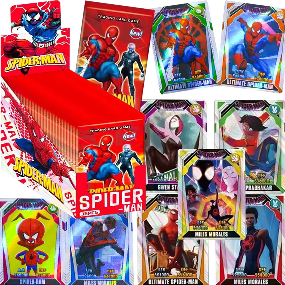 

Spider-man Game Collection Cards for Children Popular Characters Miles Morales Visual Art Creative Flash Cards Toys Hobbies Gift