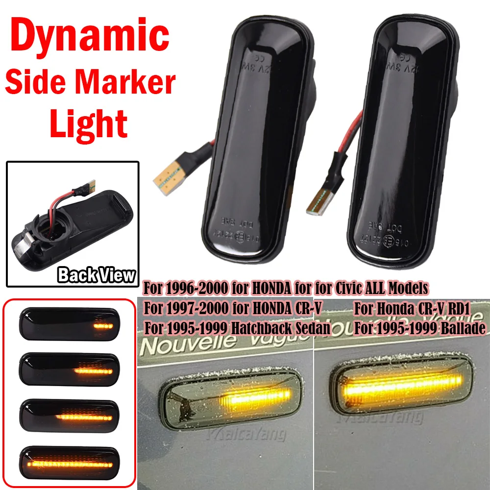 2 قطعة أضواء العلامات الجانبية LED الديناميكية بدوره إشارة مؤشر اكسسوارات السيارات لهوندا سيفيك EK Ballade CRV Prelude Accord Integra #3