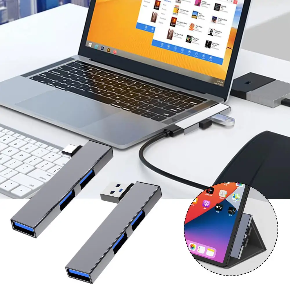 1 Pcs Computer USB Hub 3 In 1 USB Dock Hub HUB Adapter Expansion Hub Elbow Type-C Dock Computer USB Multifunctional Splitte Z7W8