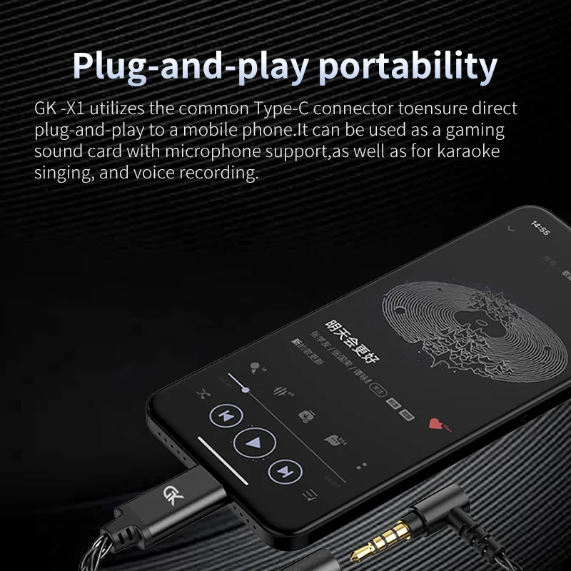 GK X1 Earphone Adapter Type-C To 3.5mm HiFi Amplifier Audio Cable Chip Amplifier PCM 192kHz Adapter Cable DAC - view 5