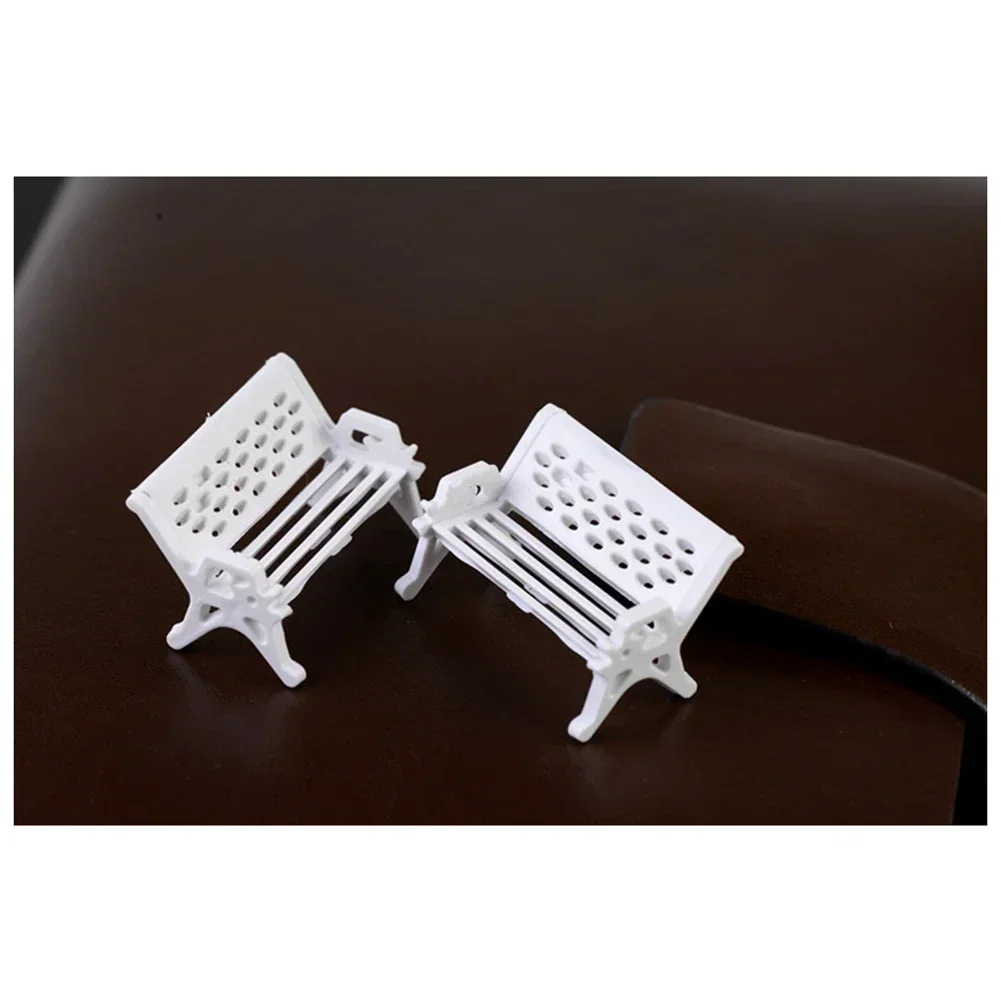 10 Uds. Decoración de jardín, adorno para casa de muñecas, modelo de escena, micropaisajes, Mini banco, silla de parque, figuritas, taburetes en miniatura, mesa 1:87