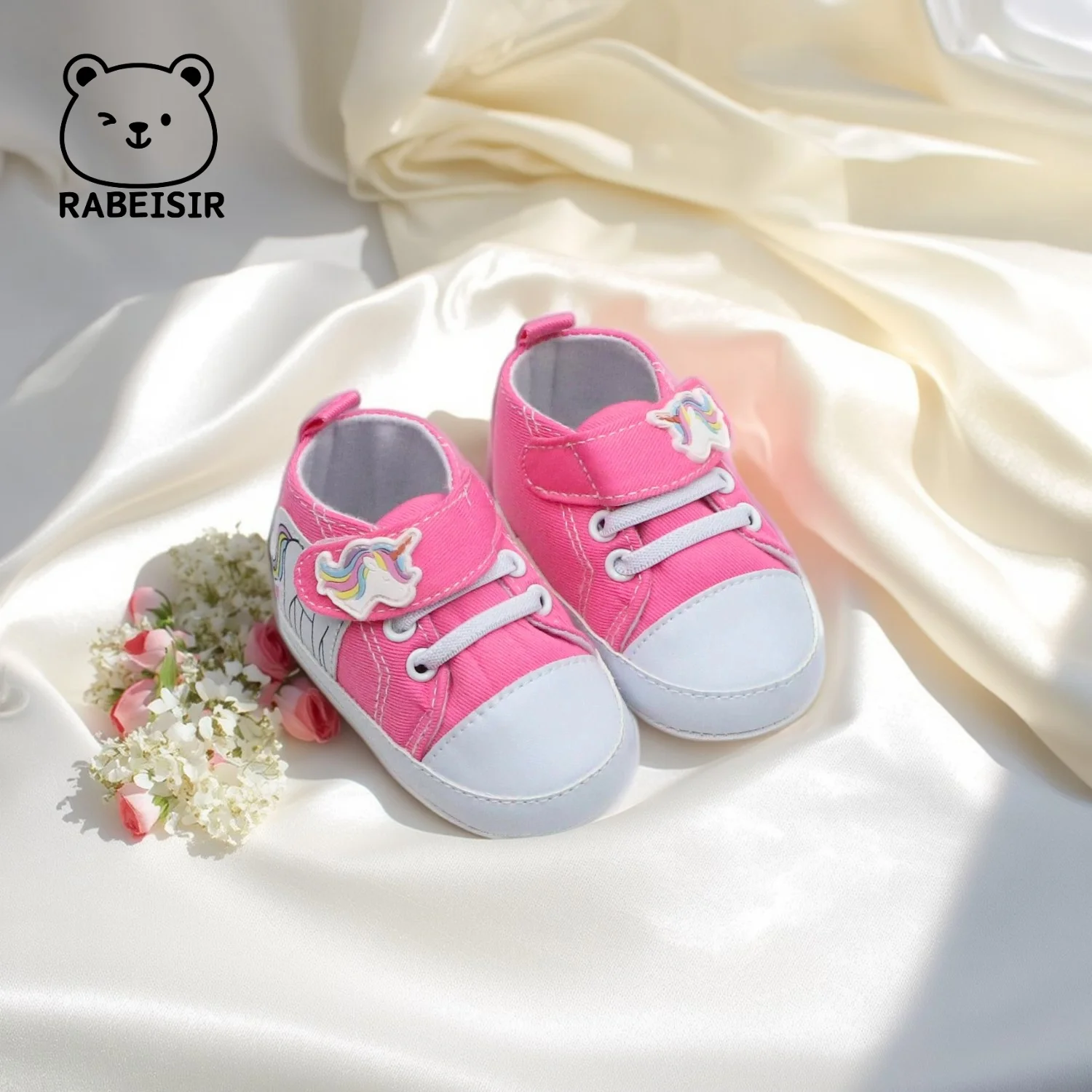 

RABEISIR детская обувь, парусиновая обувь, детская прогулочная обувь для детей 6-12-18 месяцев, противоскользящая дышащая модель единорога