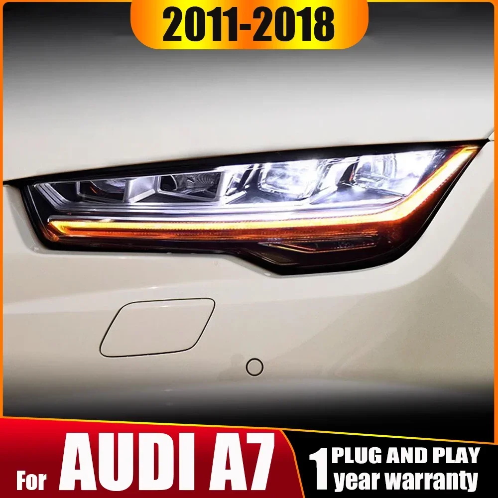 2pcs LED Headlight For Audi A7 2011 2012 2013 2014 2015 2016 17 18 Modified RS7 Head Front Light Laser Lens Lamp Car Accessories