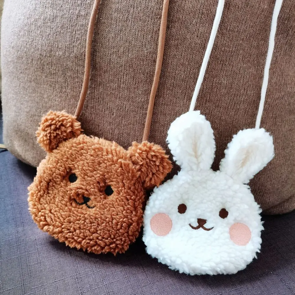 New Cartoon Bear Rabbit Shoulder Bag Soft Plush Plush Kids Messenger Bag Small Cute Crossbody Bag Boys Girls Outdoor