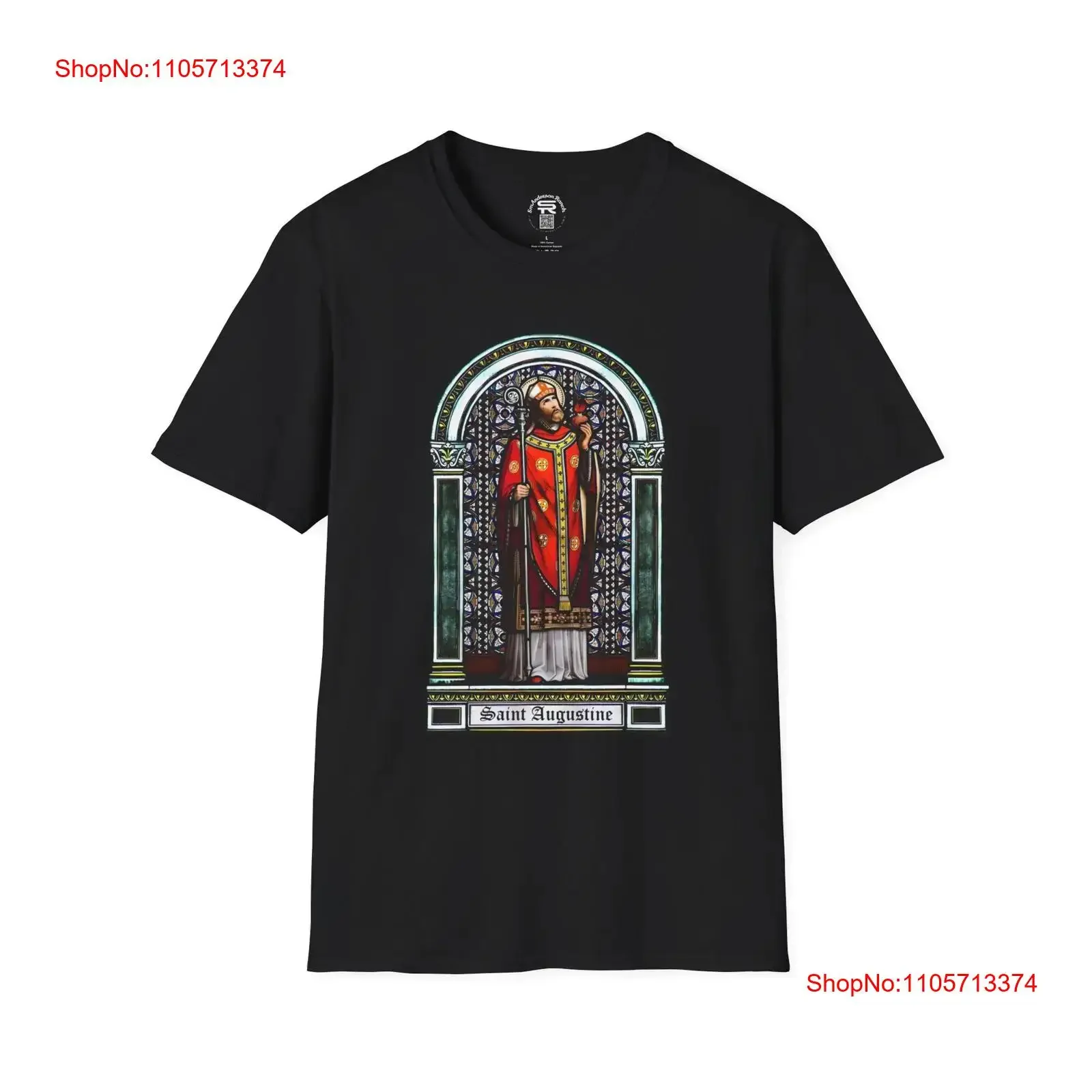 Saint Augustine Stained Glass SR T Shirt Religious Orthodox Catholic Christian Church Clothing 12 colors vintage Washed Soft