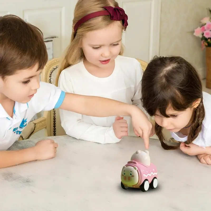 Zurückziehen Spielzeugauto Reibungsbetriebenes Spielzeugauto Niedliches Tier Trägheit Spielzeugauto Innovatives Drücken Sie zurückziehen Spielzeugfahrzeuge Autospielzeug für Kinder