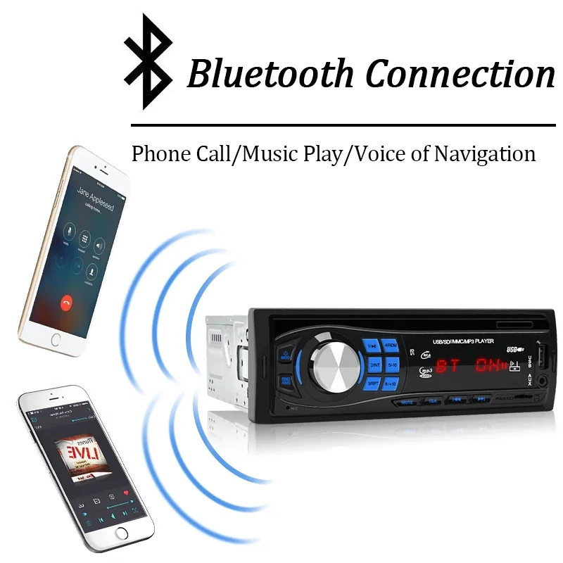 Reproductor MP3 para coche, grabadora para coche, reproductor de radio automático, compatible con USB TF FM AUX12/24V 60W * 4, radio de audio Bluetooth, multimedia