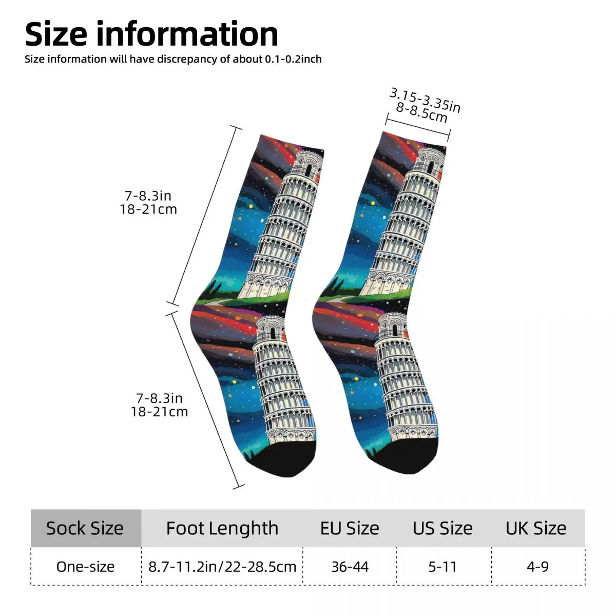 Leaning Tower Of Pisa Sock Printed Man Polyester