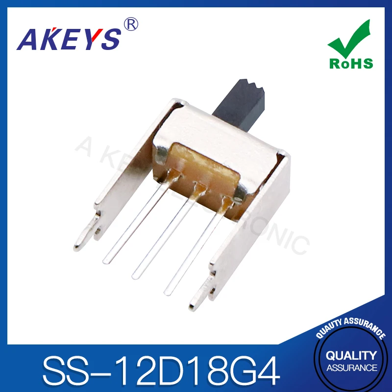 10PCS SS-12D18G4 (1P2T) toggle switch 3 feet 2 files fixed foot length 10MM power supply Slide switch
