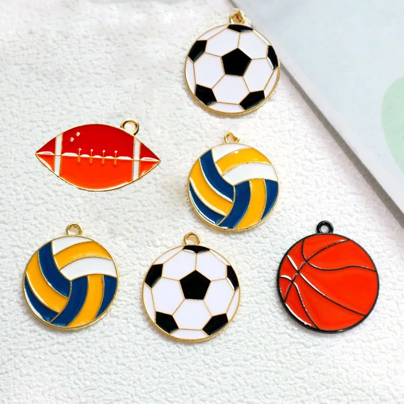 

10PCS Cartoon Colorful Ball Alloy Enamel Pendant Charm Round Shiny Fashion DIY Necklace Earrings Bracelet Keychain Accessories