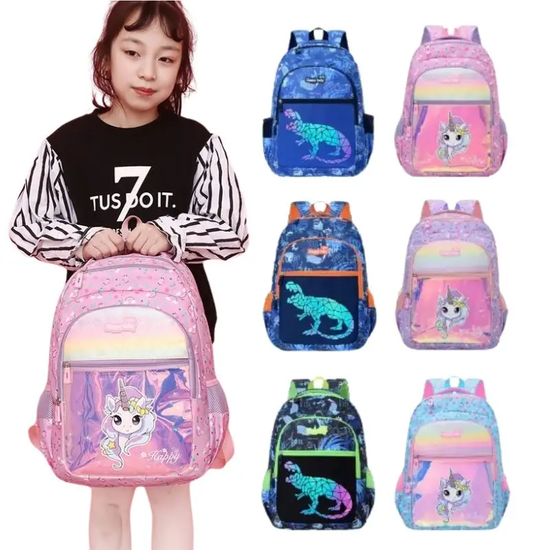 Рюкзак с единорогом и динозавром для подростков, светящиеся школьные ранцы для мальчиков и девочек, Молодежные школьные портфели