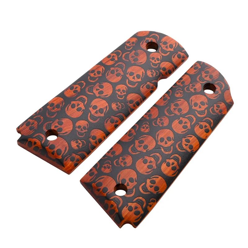 Fullsize 1911 Grips with Wood of Natural Color and Texture Add Black Color Coating Perfect Assembly