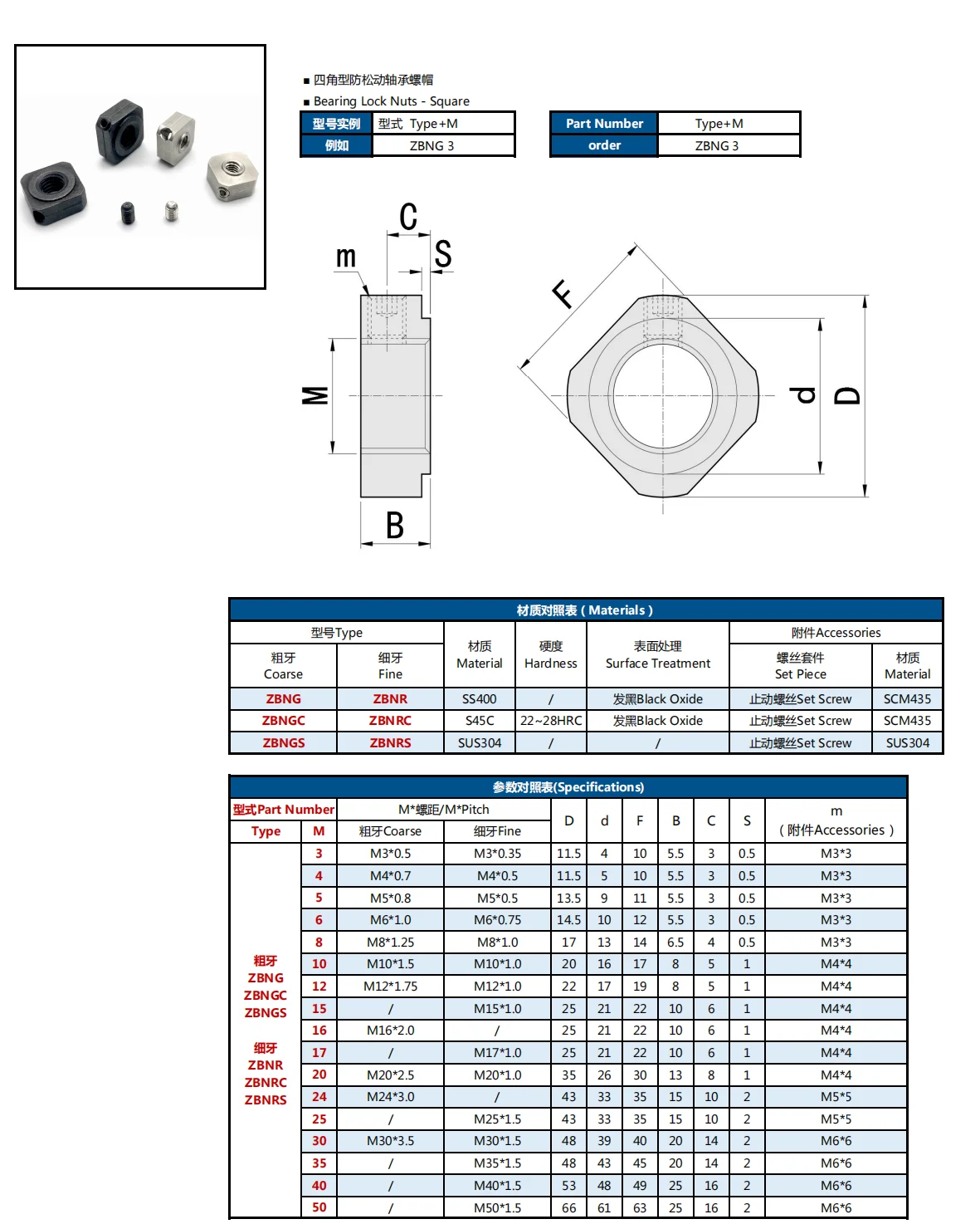 ZBNG Coarse SS400 Stainless Steel Square Bearing Lock Nut Factory Supply Industrial Grade for Machinery Equipment OEM Supported