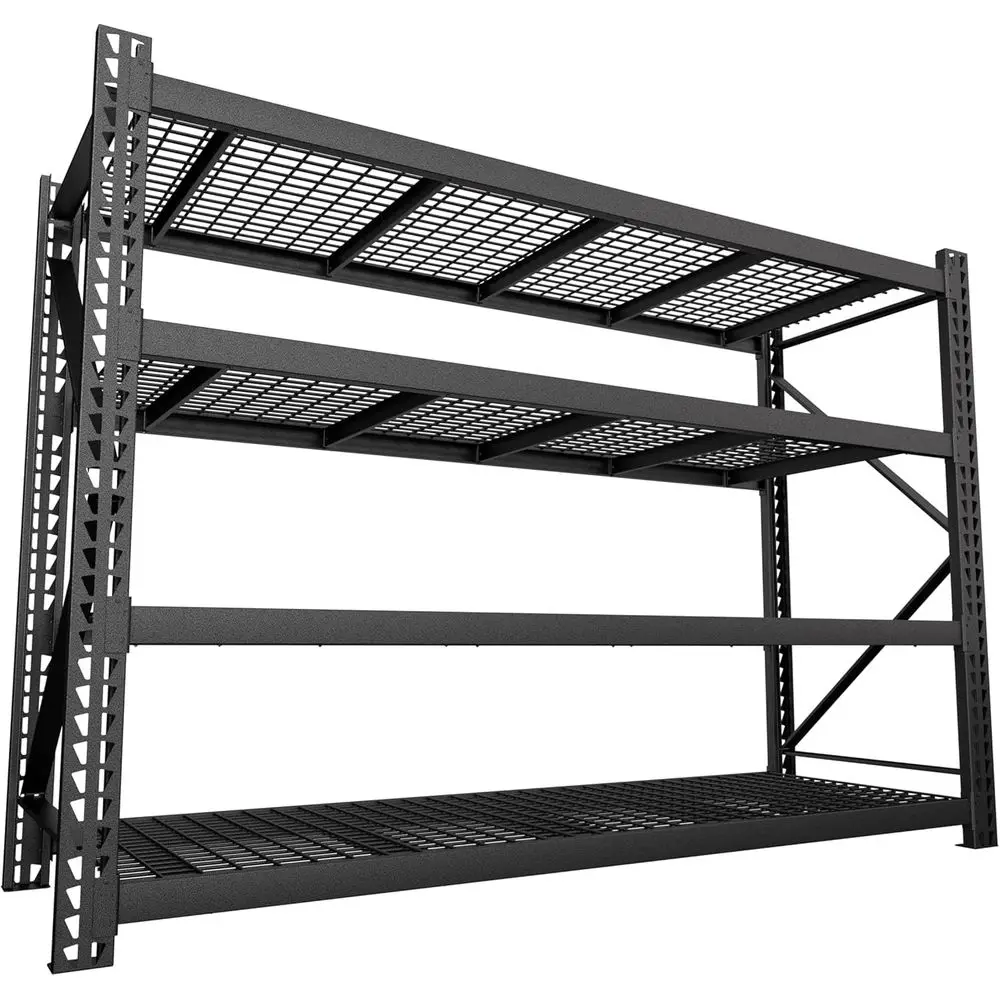 

4-ярусный прочный металлический стеллаж промышленного класса, грузоподъемность 8000 фунтов, регулируемый, для использования в гараже, на складе и в кухне