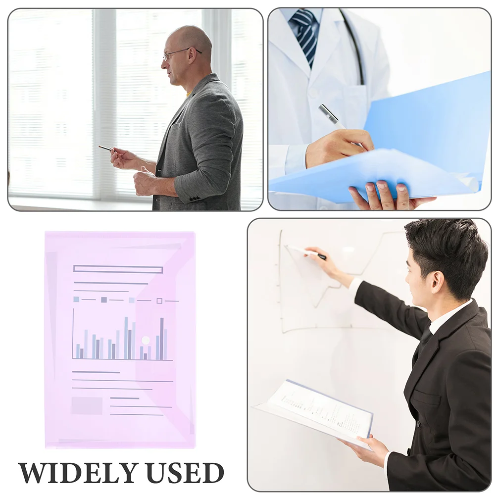 8 Pcs Folder Button Design File Bags Document Folders Storage Waterproof Pouches Zipper Transparent Organizers