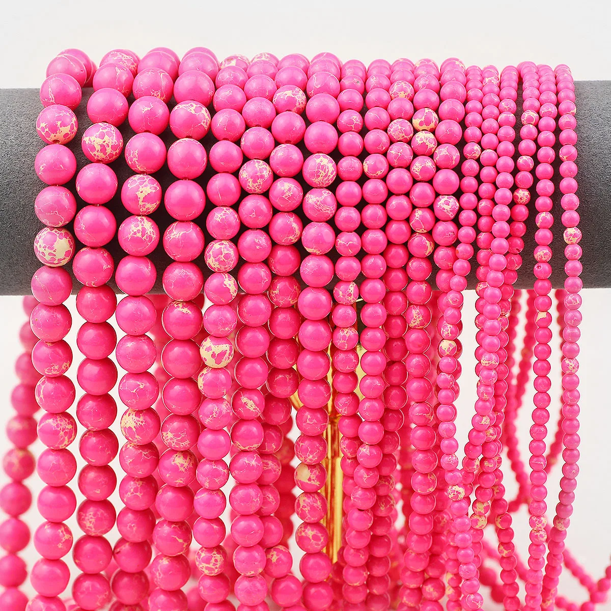 1 Strang 4/6/8/10mm Naturstein Rosa Kaiser Türkis Lose Runde Spacer Perlen für Schmuck Machen DIY Armbänder Halsketten 15''