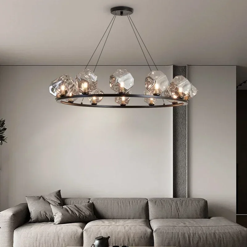 Modern Glass Crystal Pendant Light LED Irregular  Lampshade Living Room Dining Room Bedroom Kitchen Home Decoration Pendant Ligh